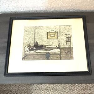 Vintage Framed Bernard Buffet "Homme Couche 1947"